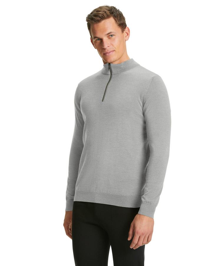 Falke Falke Merino X-Fine Half-Zip Strickpullover Herren - light grey (3400) - 0 | SportScheck