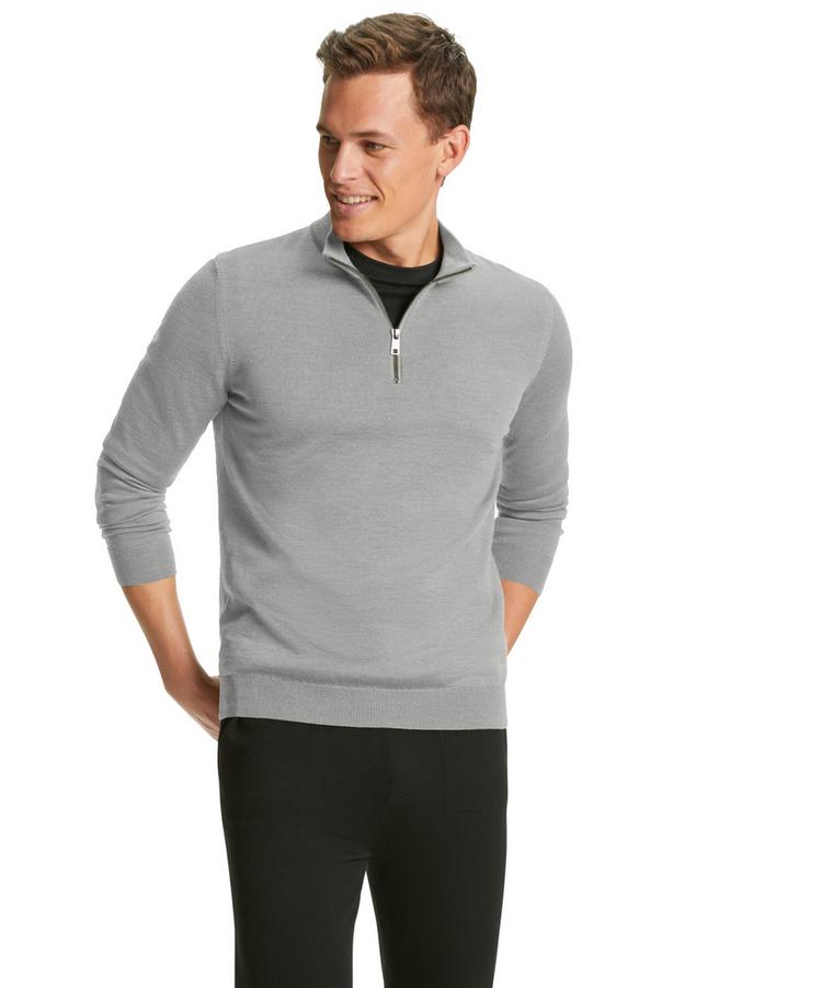 Falke Falke Merino X-Fine Half-Zip Strickpullover Herren - light grey (3400) - 2 | SportScheck