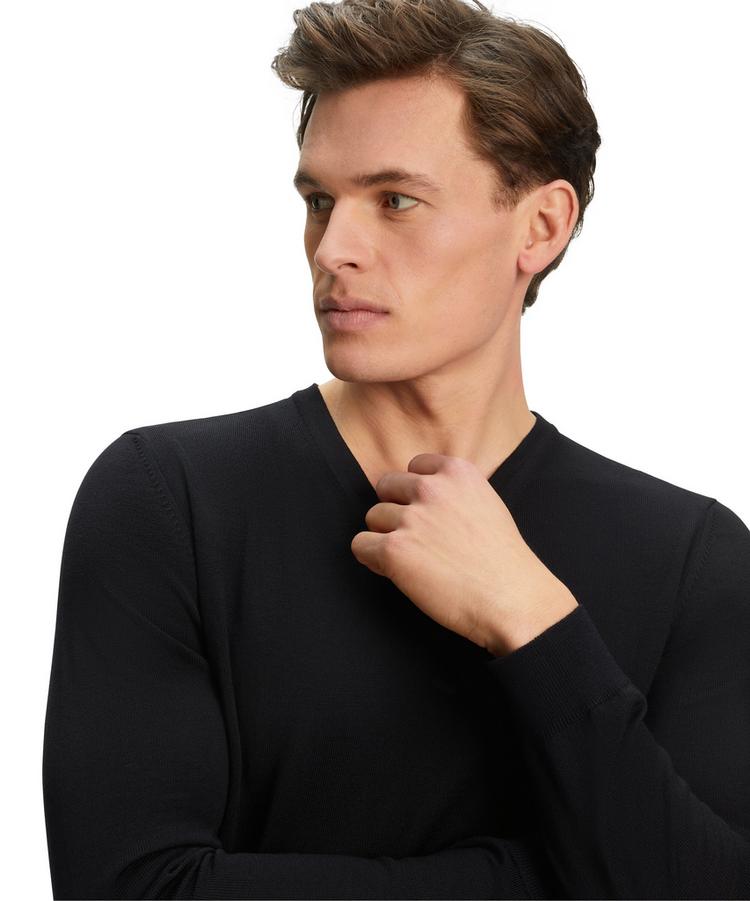 Falke Falke Merino X-Fine V-Neck Strickpullover Herren - black (3000) - 4 | SportScheck