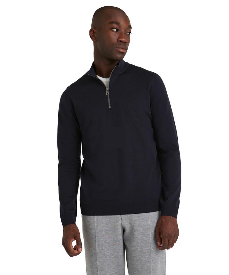 Falke Falke Merino X-Fine Half-Zip Strickpullover Herren - night sky (6437) - 0 | SportScheck