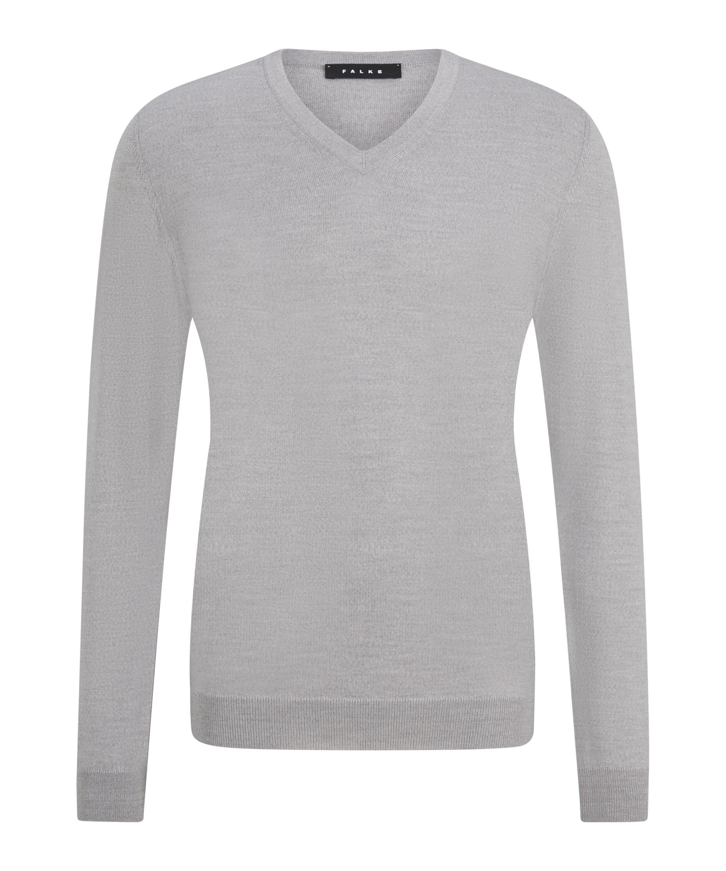 Falke Merino X-Fine V-Neck Strickpullover Herren - light grey (3400)