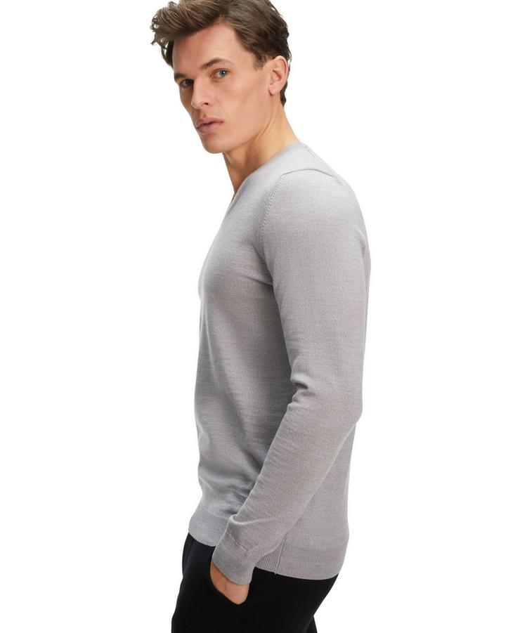 Falke Falke Merino X-Fine V-Neck Strickpullover Herren - light grey (3400) - 2 | SportScheck