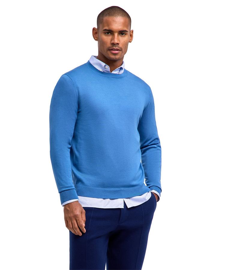 Falke Falke Merino Ultrafine Crew Neck Strickpullover Herren - ocean (6506) - 0 | SportScheck