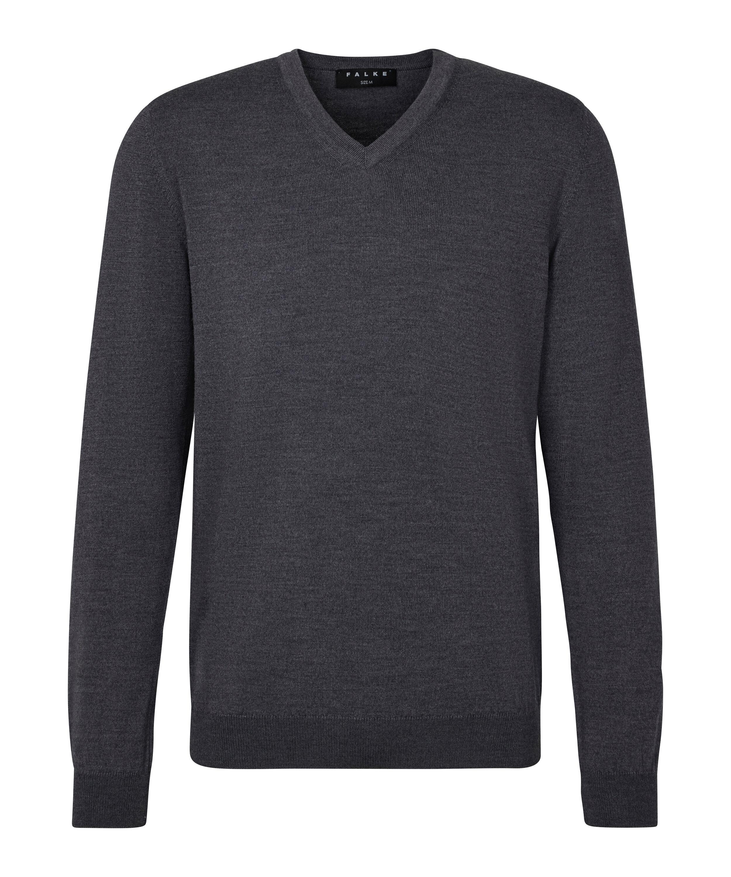 Falke Merino X-Fine V-Neck Strickpullover Herren - dark grey (3970)