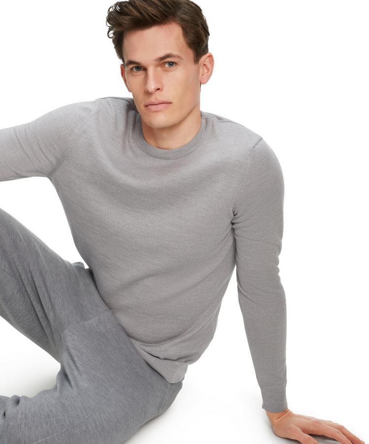 Falke Falke Merino X-Fine Crew Neck Strickpullover Herren - light grey (3400) - 2 | SportScheck