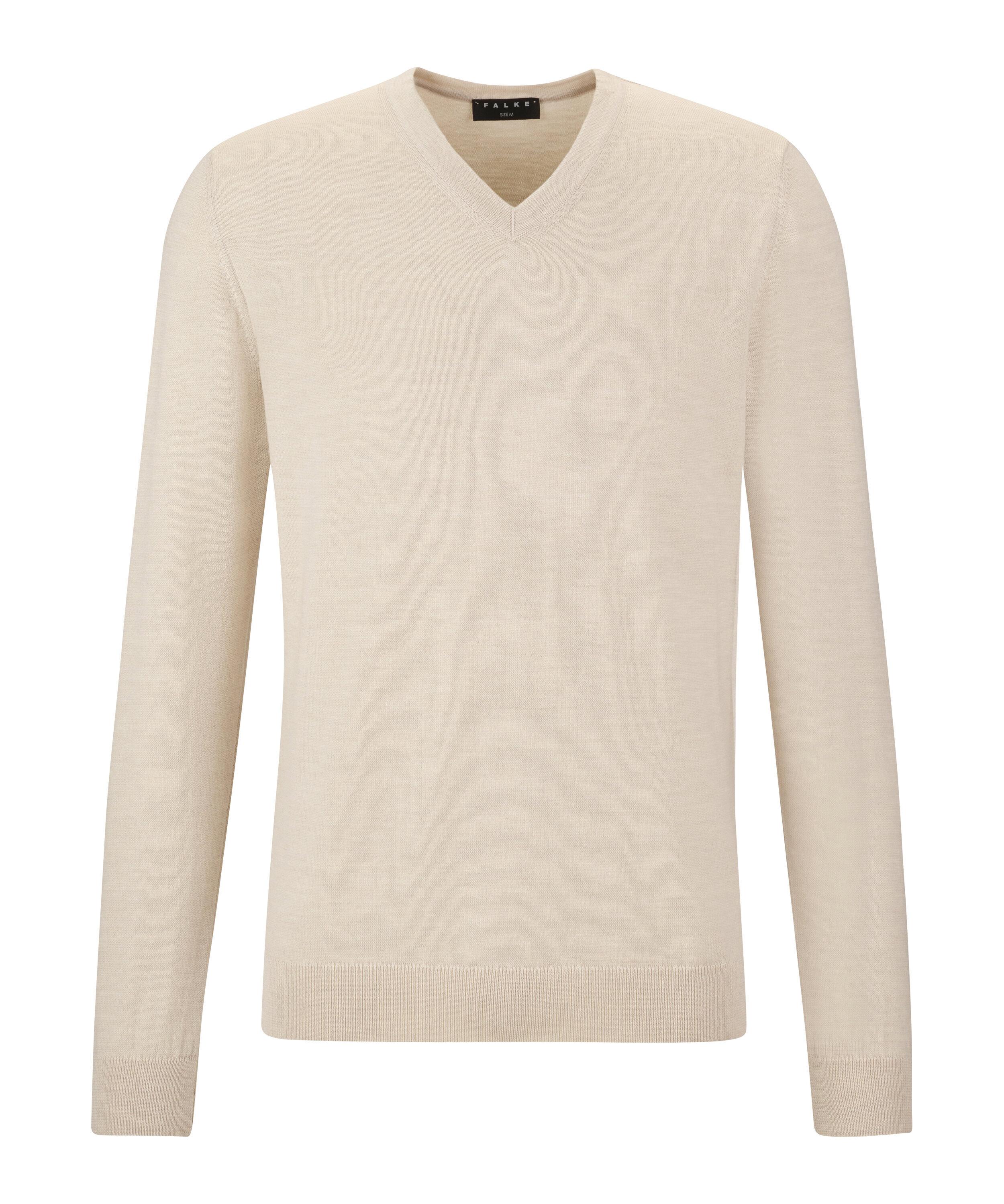 Falke Merino X-Fine V-Neck Strickpullover Herren - beige mel. (4043)