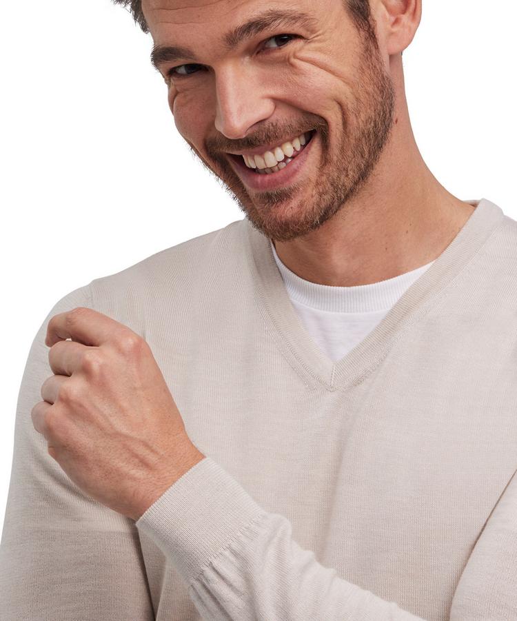 Falke Falke Merino X-Fine V-Neck Strickpullover Herren - beige mel. (4043) - 2 | SportScheck