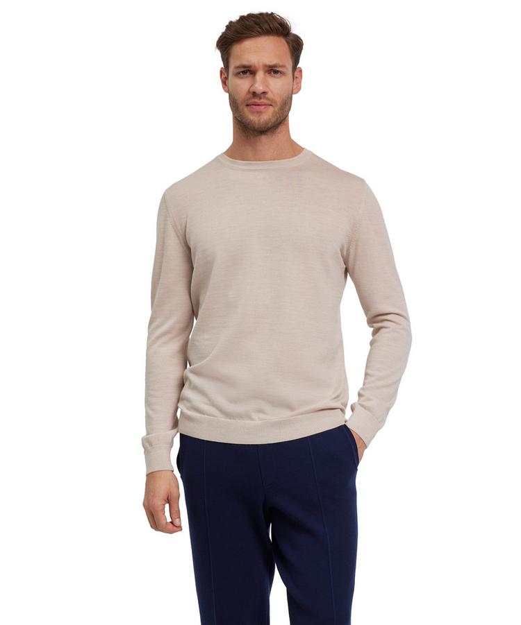 Falke Falke Merino X-Fine Crew Neck Strickpullover Herren - beige mel. (4043) - 0 | SportScheck