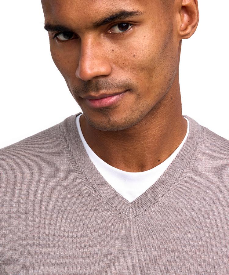 Falke Falke Merino X-Fine V-Neck Strickpullover Herren - capino mel (4078) - 2 | SportScheck