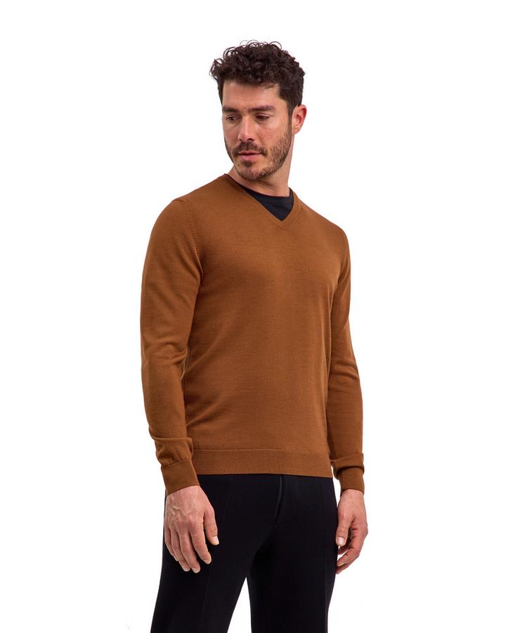 Falke Falke Merino X-Fine V-Neck Strickpullover Herren - brown (5100) - 0 | SportScheck