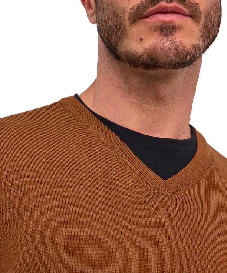 Falke Falke Merino X-Fine V-Neck Strickpullover Herren - brown (5100) - 2 | SportScheck