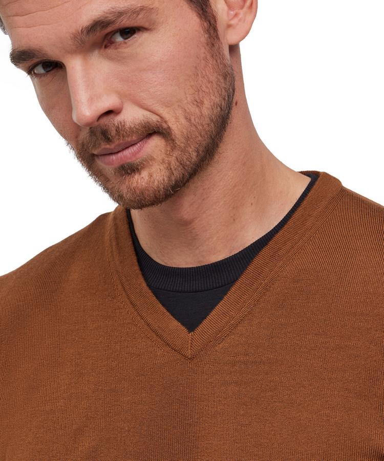 Falke Falke Merino X-Fine V-Neck Strickpullover Herren - brown (5100) - 5 | SportScheck