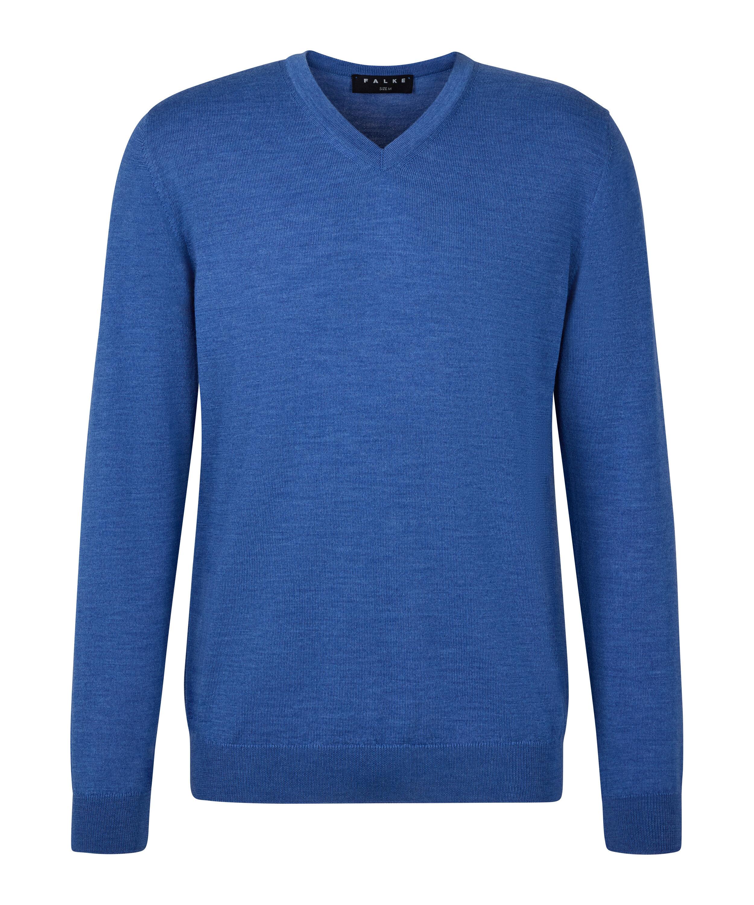 Falke Merino X-Fine V-Neck Strickpullover Herren - nautic mel. (6079)
