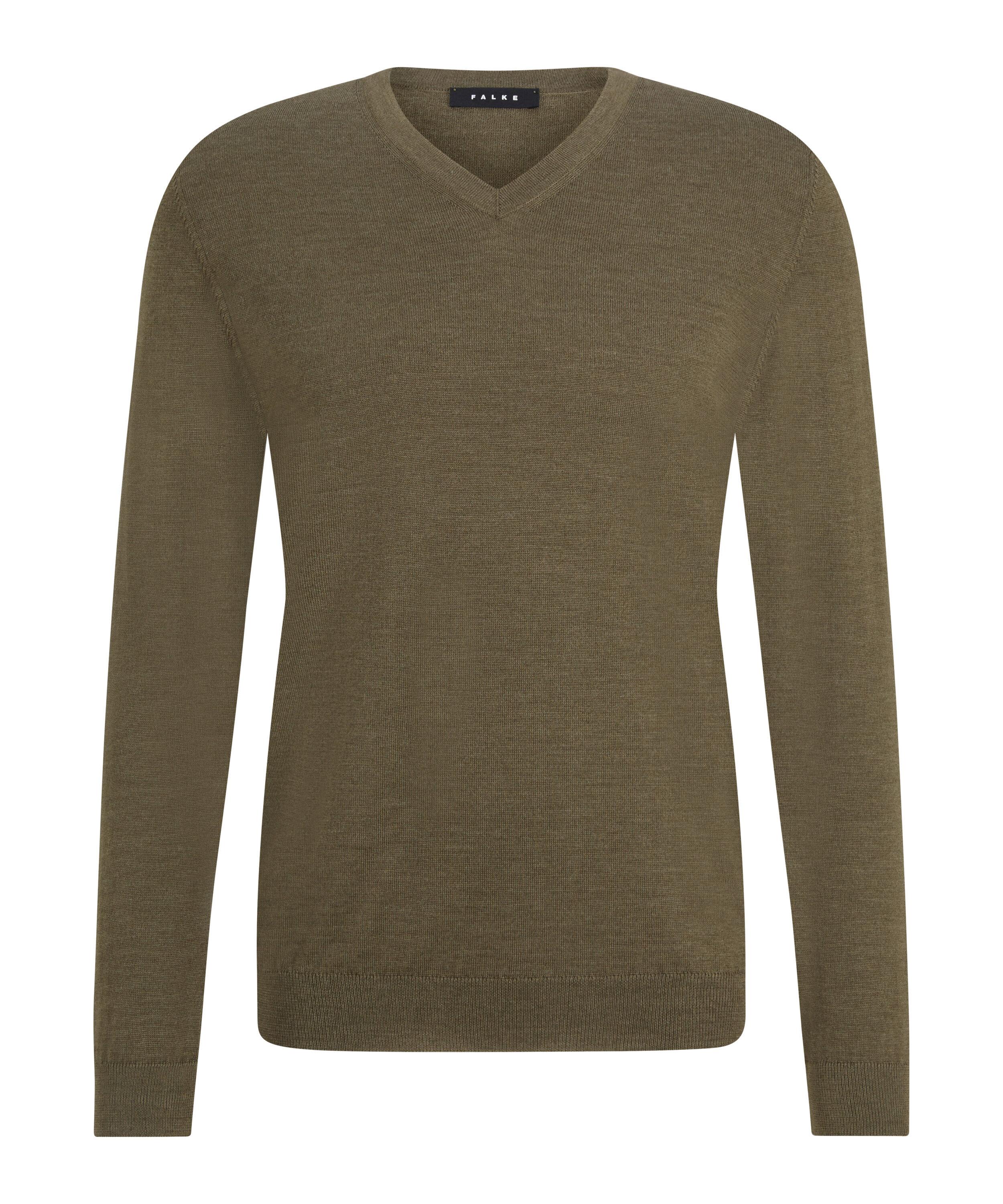 Falke Merino X-Fine V-Neck Strickpullover Herren - wood mel. (7358)
