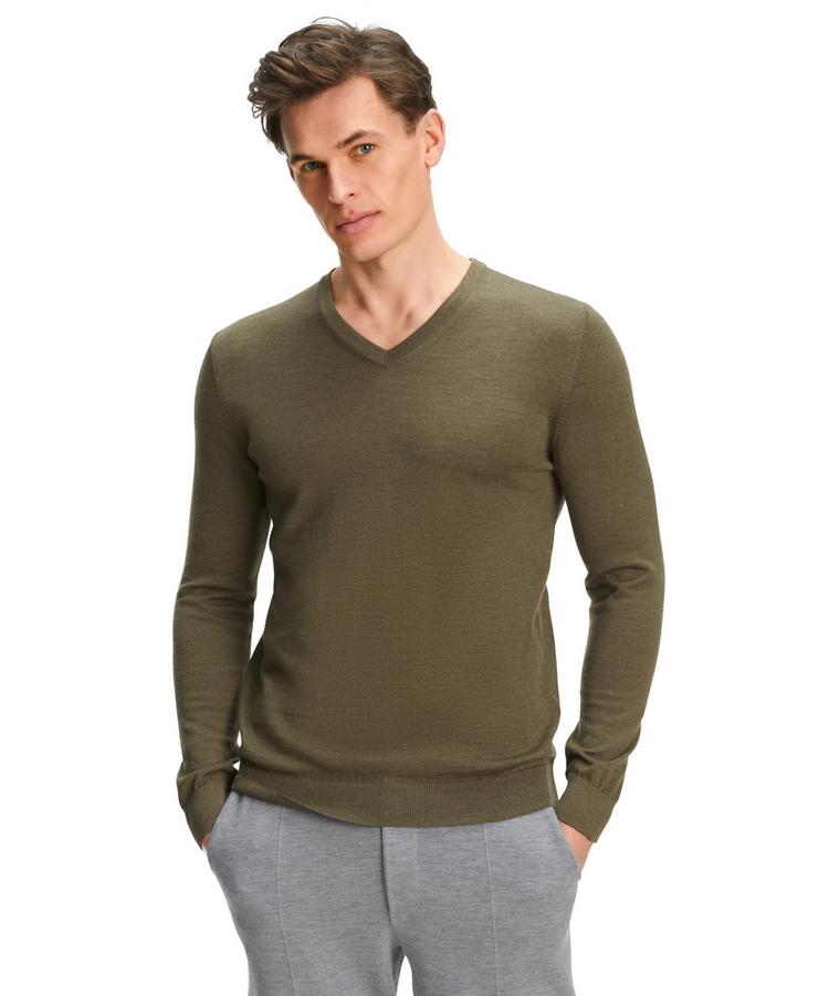 Falke Falke Merino X-Fine V-Neck Strickpullover Herren - wood mel. (7358) - 0 | SportScheck