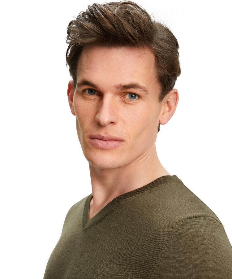 Falke Falke Merino X-Fine V-Neck Strickpullover Herren - wood mel. (7358) - 4 | SportScheck