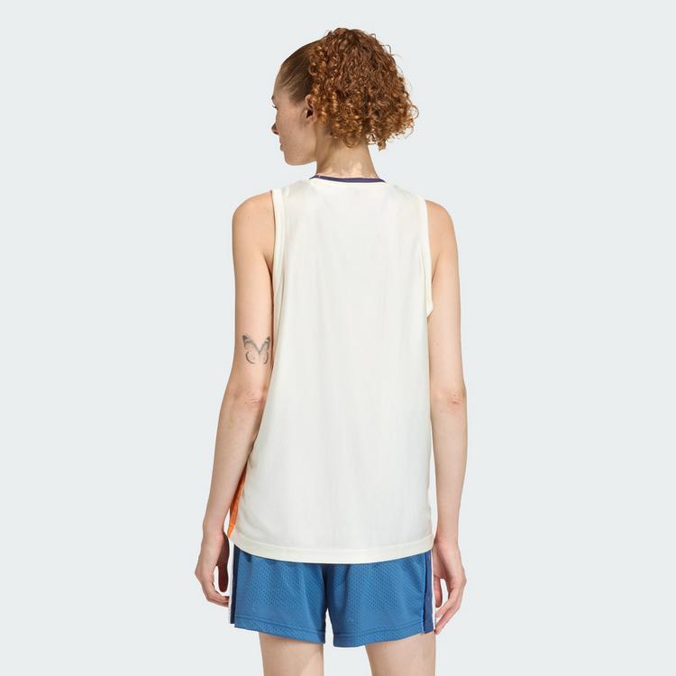 adidas adidas STADIUM TANKTOP T-Shirt Damen - Off White / Pure Orange / Dark Blue - 1 | SportScheck