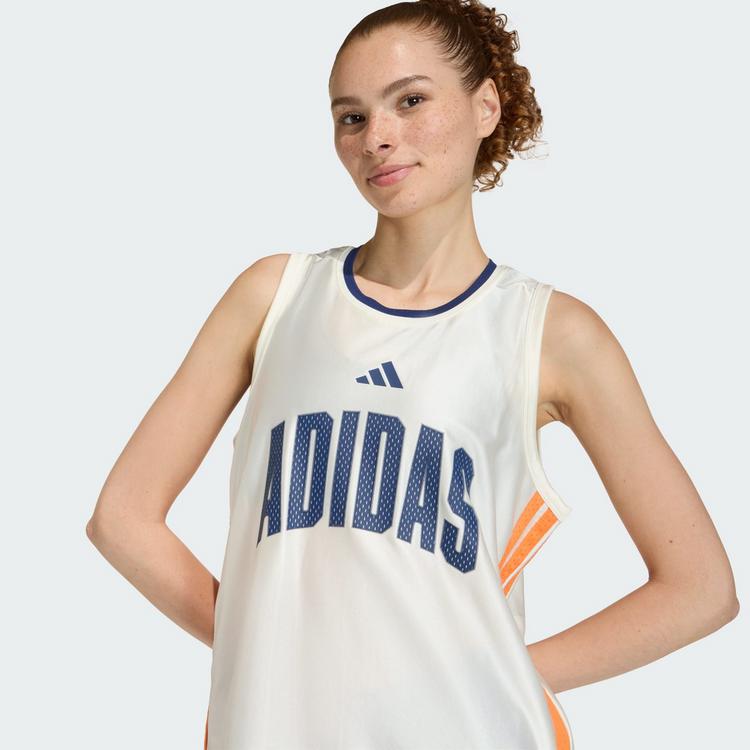 adidas adidas STADIUM TANKTOP T-Shirt Damen - Off White / Pure Orange / Dark Blue - 0 | SportScheck