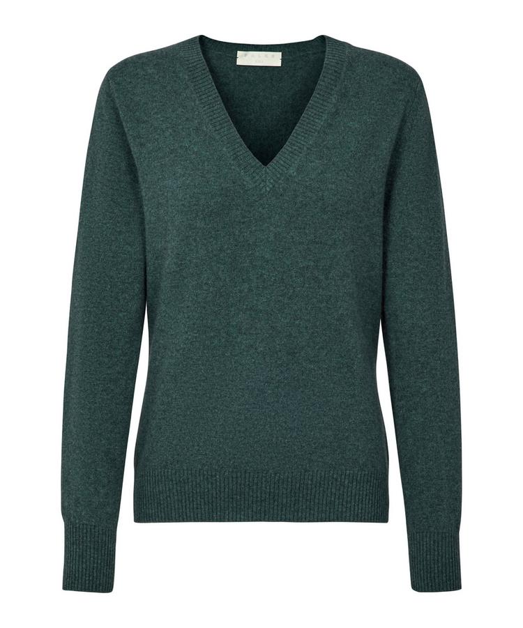 Falke Falke Pure Cashmere V-Neck w Strickpullover Damen - tundra pine (7117) - 0 | SportScheck