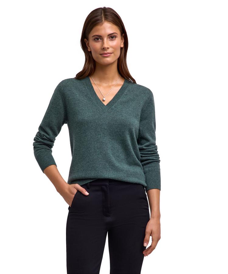 Falke Falke Pure Cashmere V-Neck w Strickpullover Damen - tundra pine (7117) - 0 | SportScheck