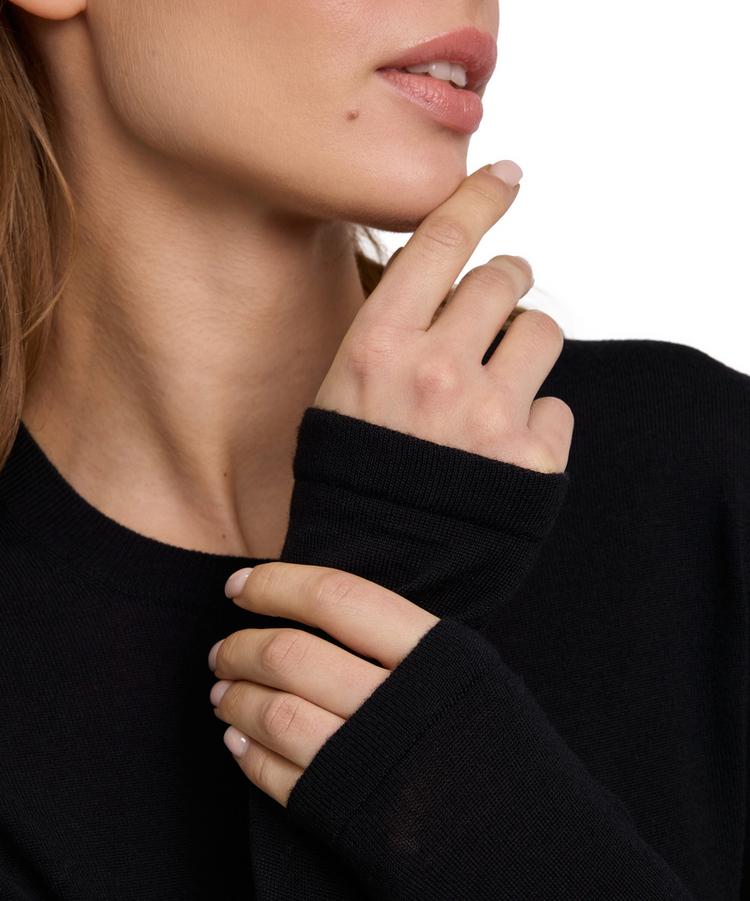 Falke Falke Merino X-fine Crew Neck Strickpullover Damen - black (3000) - 3 | SportScheck