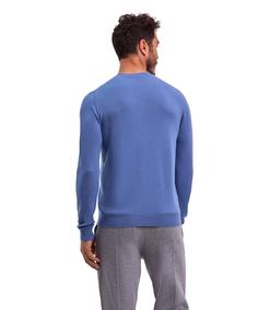 Rückansicht von Falke Strickpullover Herren dusty blue (6845)