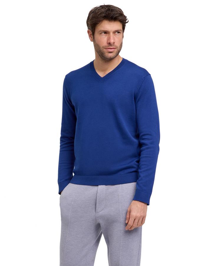 Falke Falke Cotton V-Neck Strickpullover Herren - royal blue (6051) - 0 | SportScheck