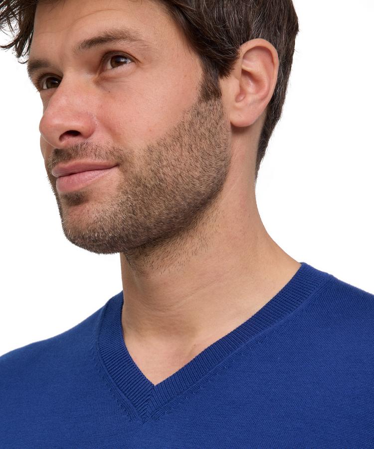 Falke Falke Cotton V-Neck Strickpullover Herren - royal blue (6051) - 4 | SportScheck