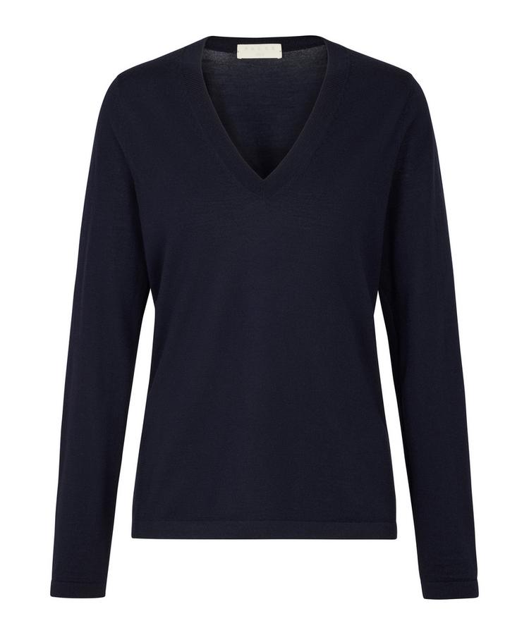 Falke Falke Merino X-fine V-Neck Strickpullover Damen - night sky (6437) - 0 | SportScheck