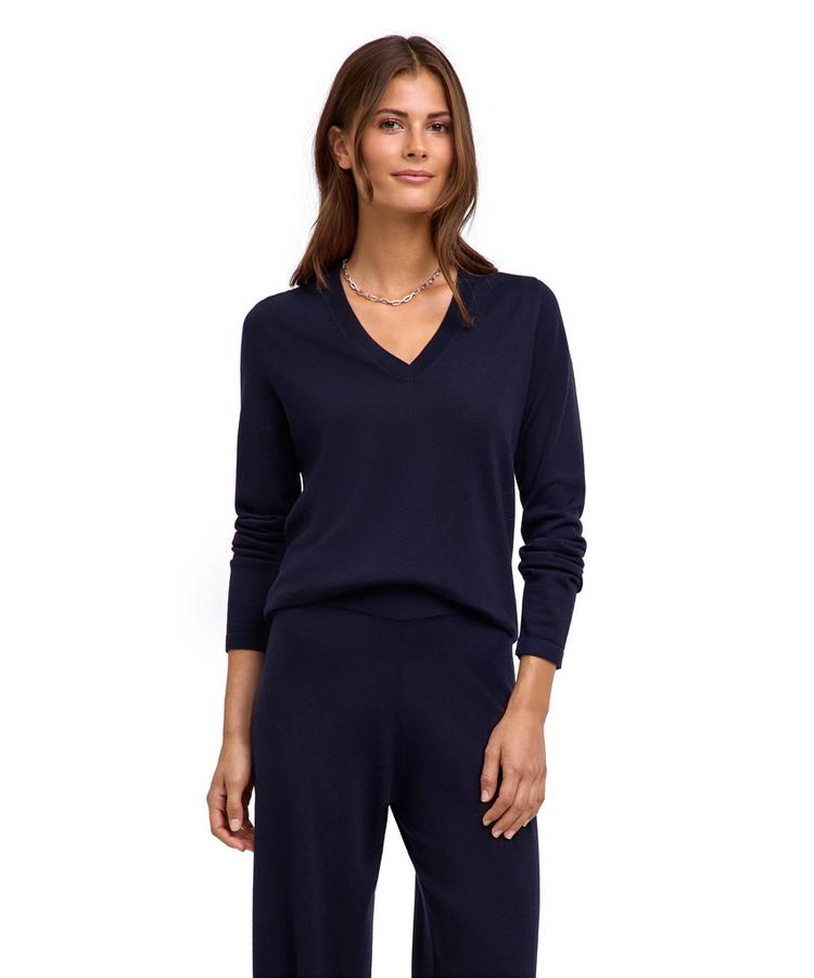 Falke Falke Merino X-fine V-Neck Strickpullover Damen - night sky (6437) - 0 | SportScheck