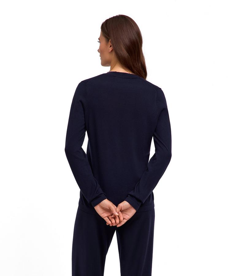 Falke Falke Merino X-fine V-Neck Strickpullover Damen - night sky (6437) - 0 | SportScheck
