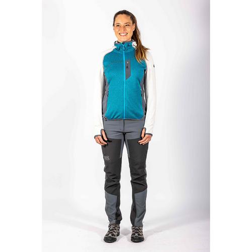 Rückansicht von Maul Sport Chiemgau II mit Kapuze Fleecejacke Damen Kristallblau