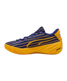 Rückansicht von PUMA All-Pro Nitro Pinstripes Hallenschuhe Herren blaugelb