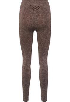 Rückansicht von hummel hmlCI SEAMLESS MID WAIST TIGHTS Tights Damen JAVA MELANGE