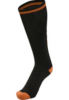 Rückansicht von hummel ELITE INDOOR SOCK HIGH Sportsocken BLACK/ORANGE TIGER