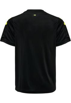 Rückansicht von hummel hmlCORE XK STRIPED JERSEY KIDS S/S Funktionsshirt Kinder BLACK/BLAZING YELLOW