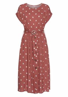Lascana Midikleid Kleid Damen marsala-creme-bedruckt