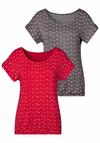 Lascana T-Shirt T-Shirt Damen - rot - grau