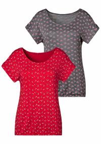 Lascana T-Shirt T-Shirt Damen - rot - grau