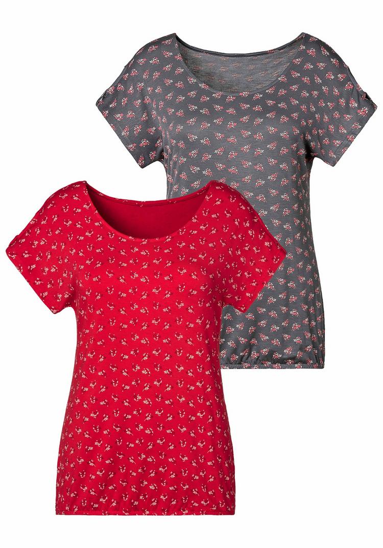 Lascana Lascana T-Shirt T-Shirt Damen - rot - grau - 0 | SportScheck