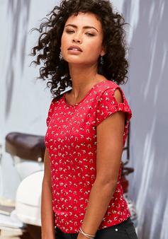 Rückansicht von Lascana T-Shirt T-Shirt Damen rot grau