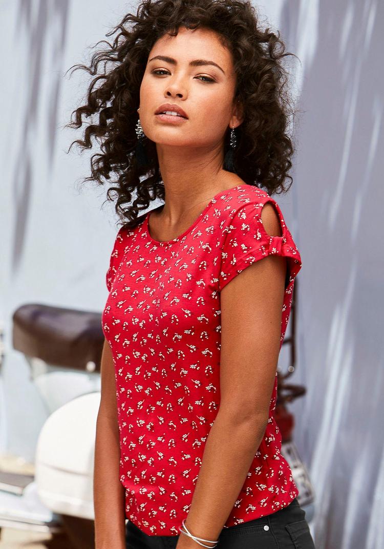 Lascana Lascana T-Shirt T-Shirt Damen - rot - grau - 0 | SportScheck