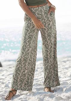 Rückansicht von Buffalo Jerseyhose Printhose Damen khaki-sand bedruckt