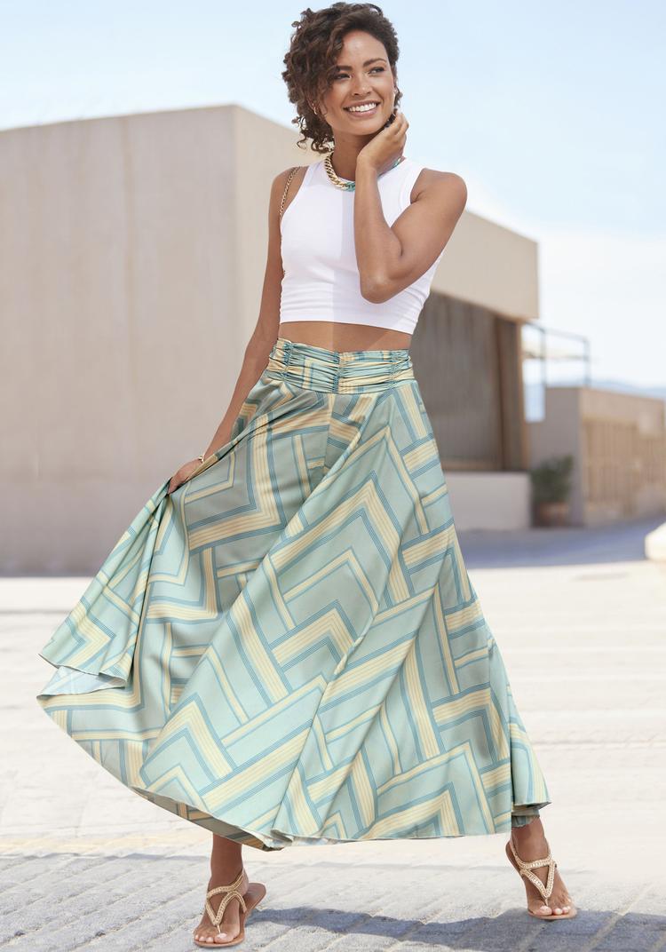 Lascana Lascana Hosenrock Hosenrock Damen - mint-gelb-blau bedruckt - 1 | SportScheck