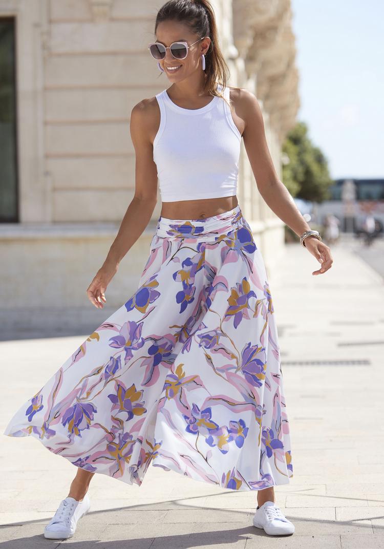 Lascana Lascana Hosenrock Hosenrock Damen - creme-flieder-ros&eacute; bedruckt - 1 | SportScheck