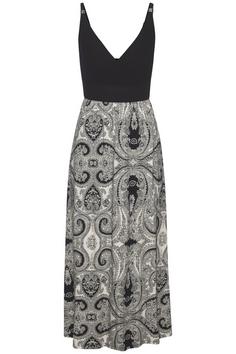 Lascana Maxikleid Maxikleid Damen schwarz-creme bedruckt