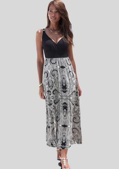 Rückansicht von Lascana Maxikleid Maxikleid Damen schwarz-creme bedruckt