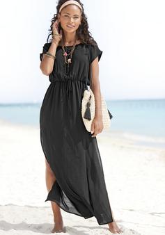 Rückansicht von Lascana Strandkleid Trägerkleid Damen schwarz