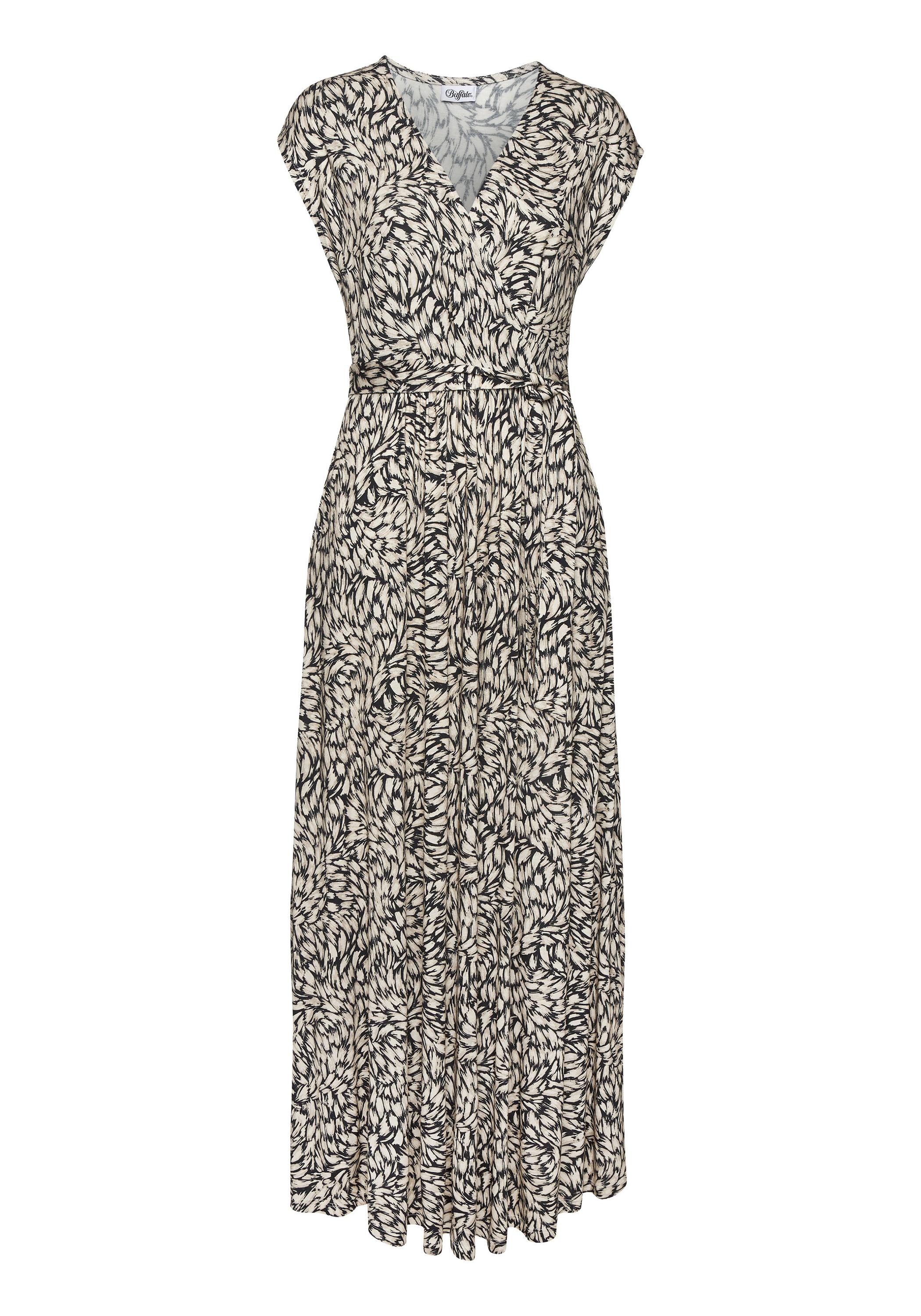 Buffalo Maxikleid Maxikleid Damen - schwarz-taupe bedruckt