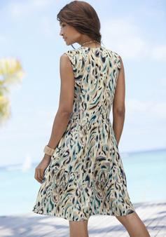 Rückansicht von Lascana Druckkleid Kurzarmkleid Damen sand bedruckt
